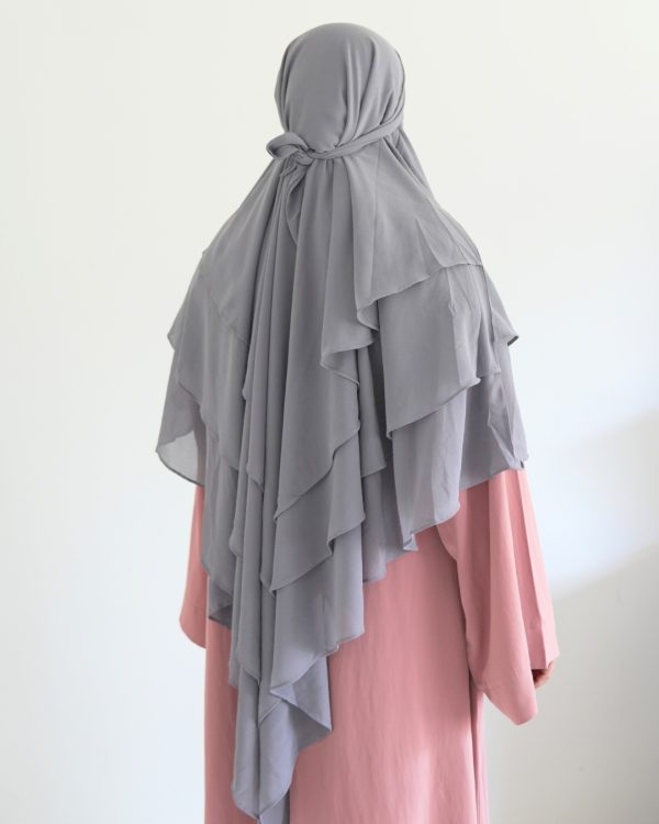 tripe layer khimar dusty grey includes head knot