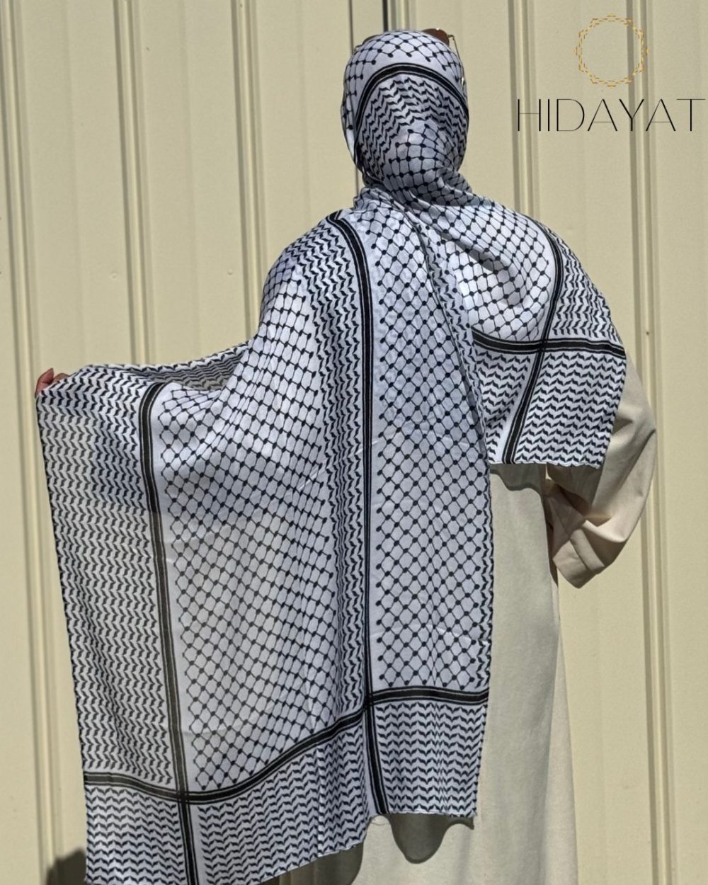 Printed Modal Hijab – White Keffiyeh