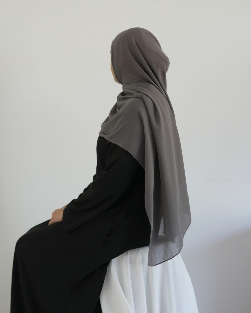 Chiffon Hijab Set – Dark Grey