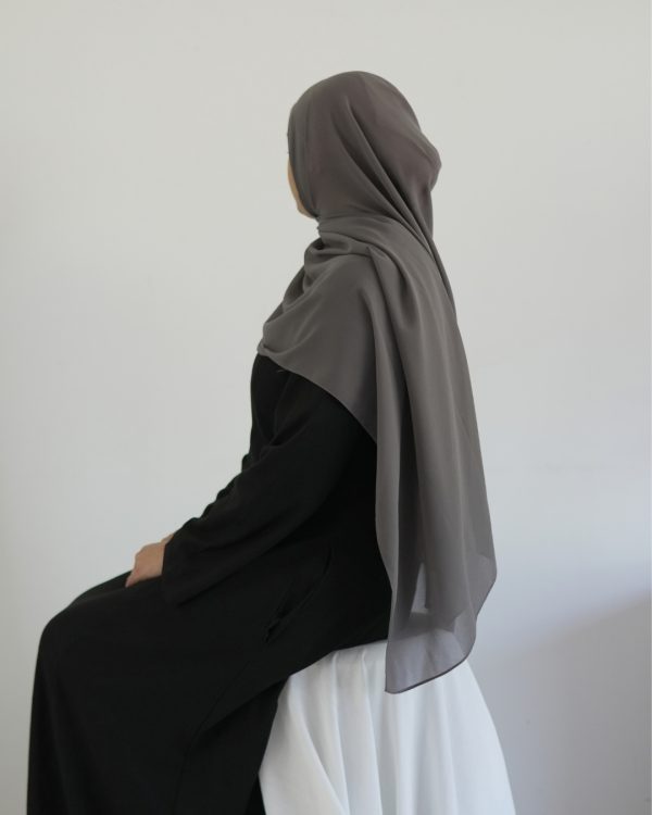 Dark Grey Chiffon Hijab Set by Hidayat