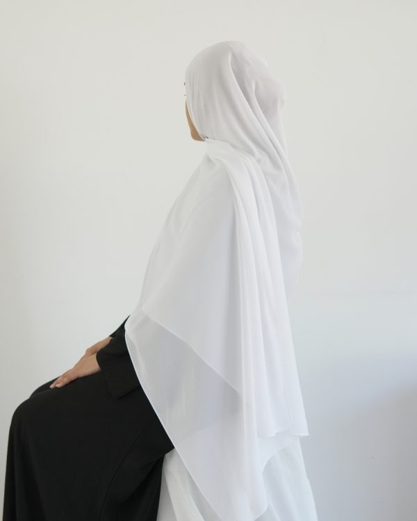 HIDAYAT premium white chiffon hijab set with matching undercap