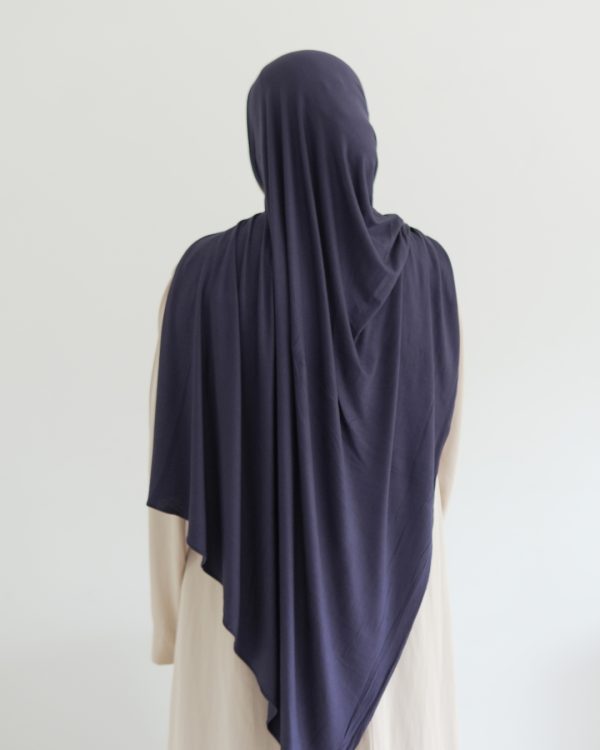• HIDAYAT navy blue premium jersey hijab clean drape styling look