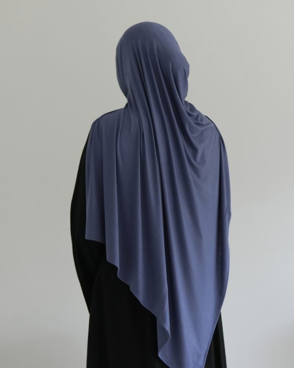 HIDAYAT riveria muted slate blue premium jersey hijab clean drape styling look