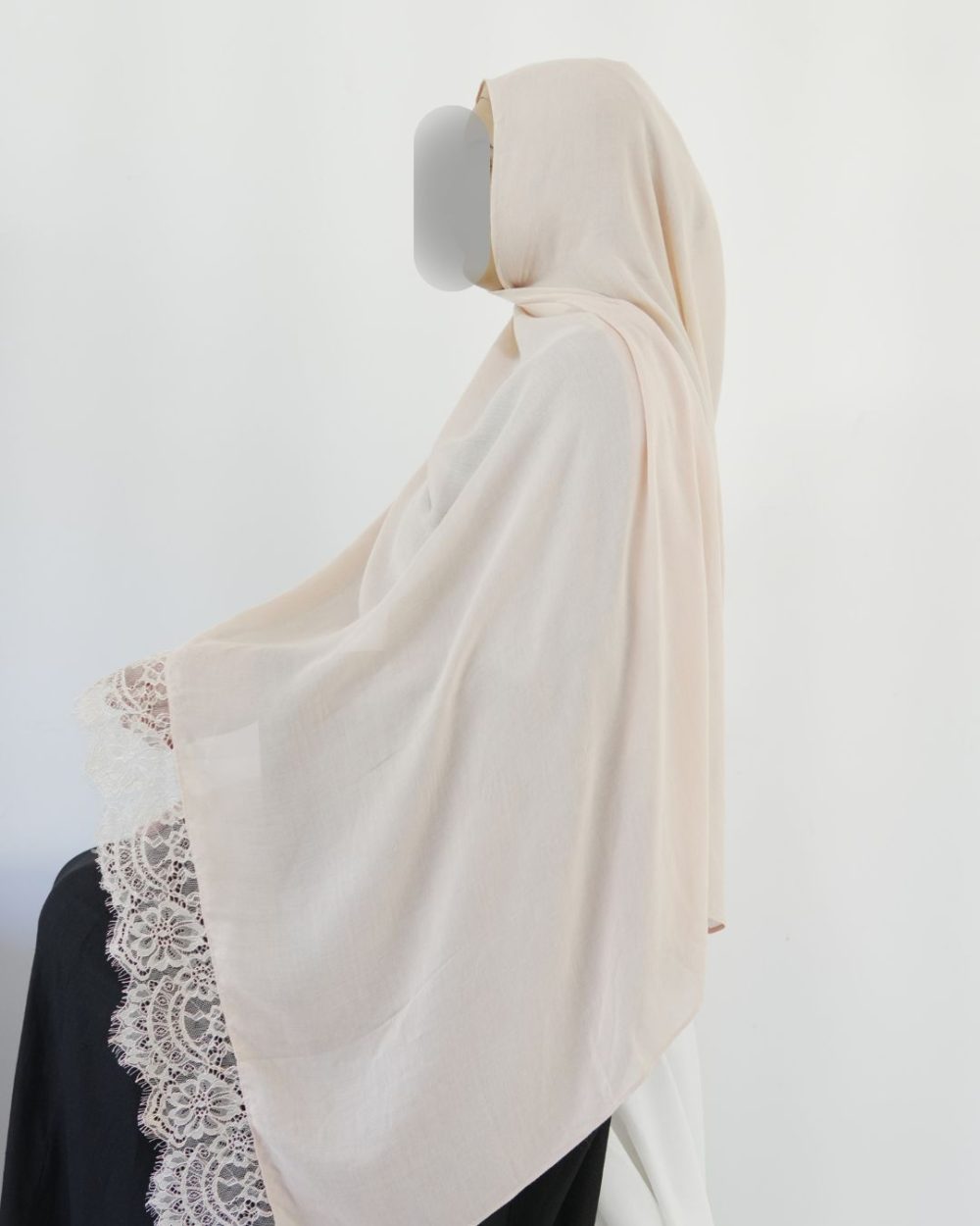 Lace Modal Beige Cream Hijab Set