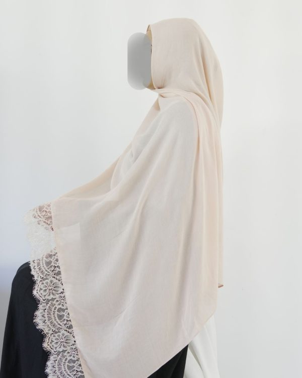 Lace Modal Beige Cream Hijab Set