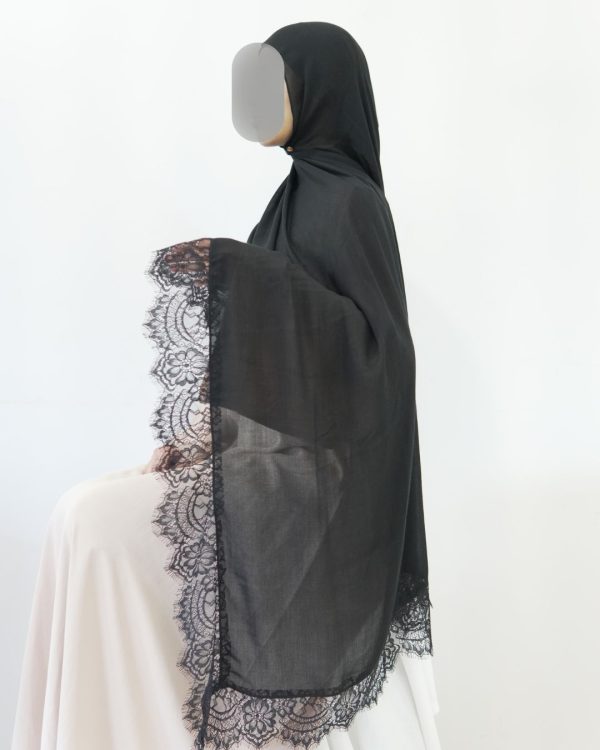 Lace Modal Black Hijab Set
