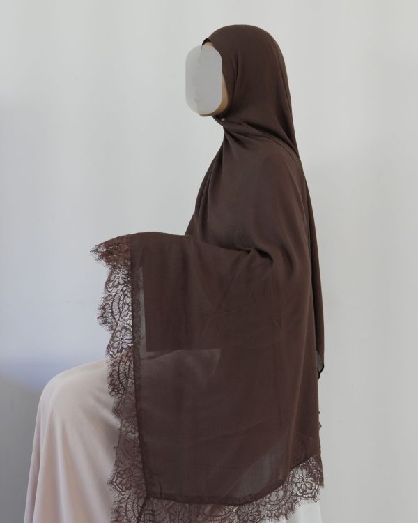 Lace Modal Espresso Hijab Set