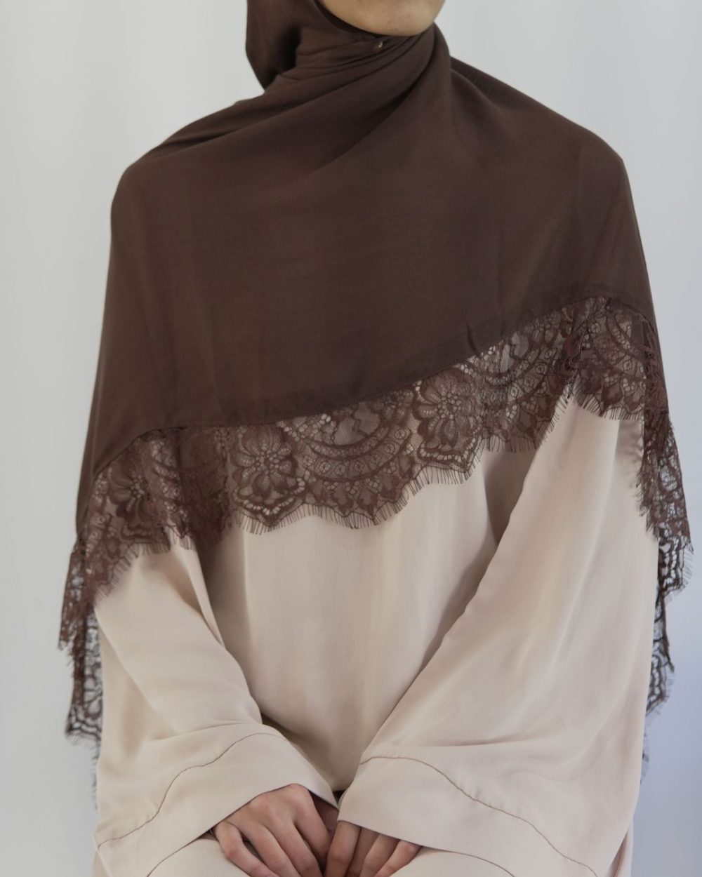 Lace Modal Espresso Hijab Set