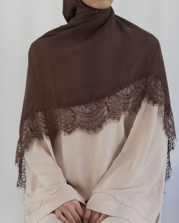 Lace Modal Espresso Hijab Set