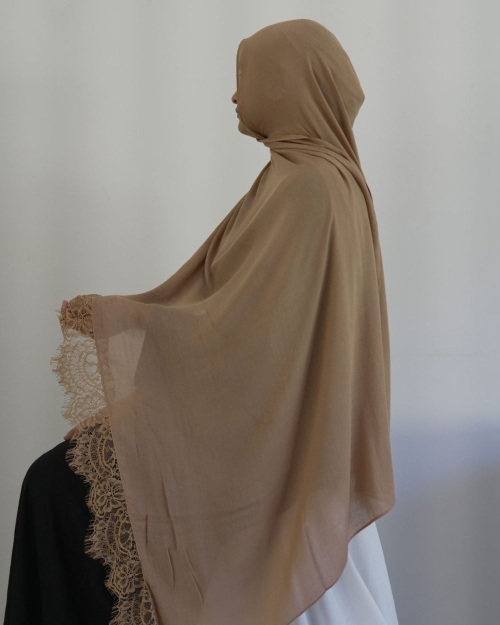 Lace Modal Latte Hijab Set