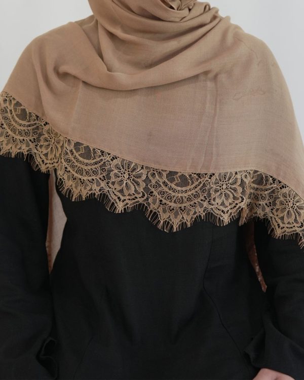 Lace Modal Latte Hijab Set