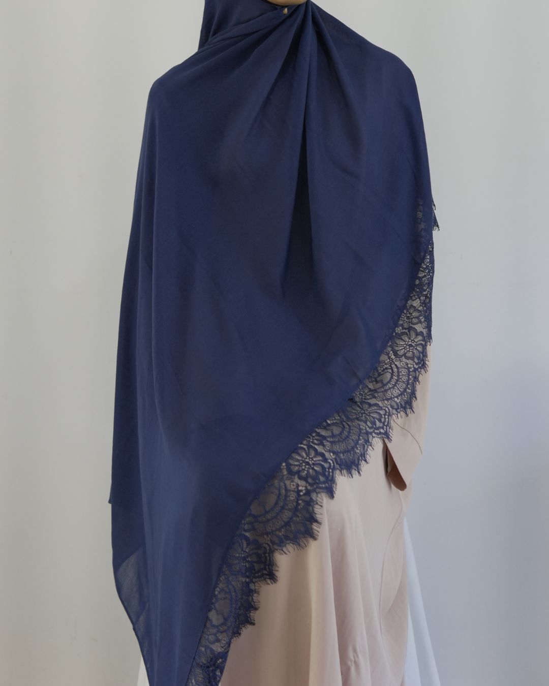 Lace Modal Navy Blue Hijab Set Lace Modal Navy Blue Hijab Set