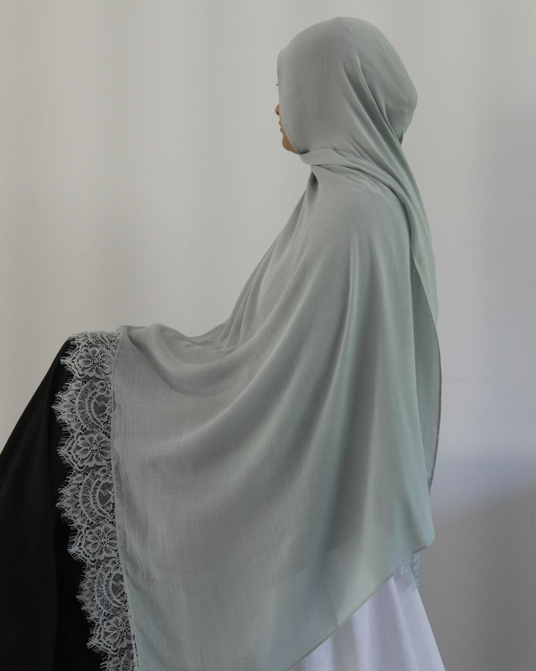 Lace Modal Slate Grey Hijab Set Lace Modal Slate Grey Hijab Set