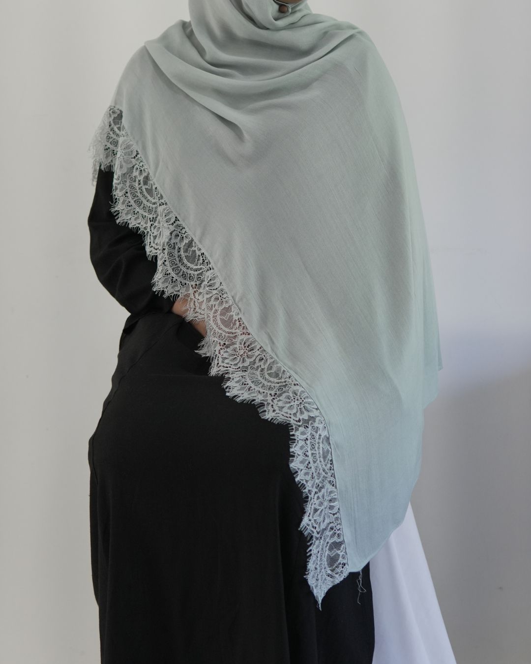 Lace Modal Slate Grey Hijab Set Lace Modal Slate Grey Hijab Set