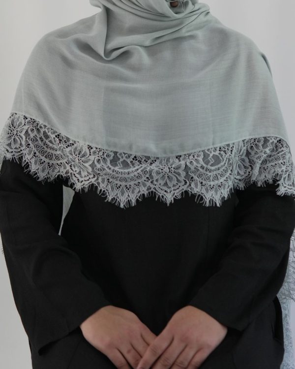 Lace Modal Slate Grey Hijab Set
