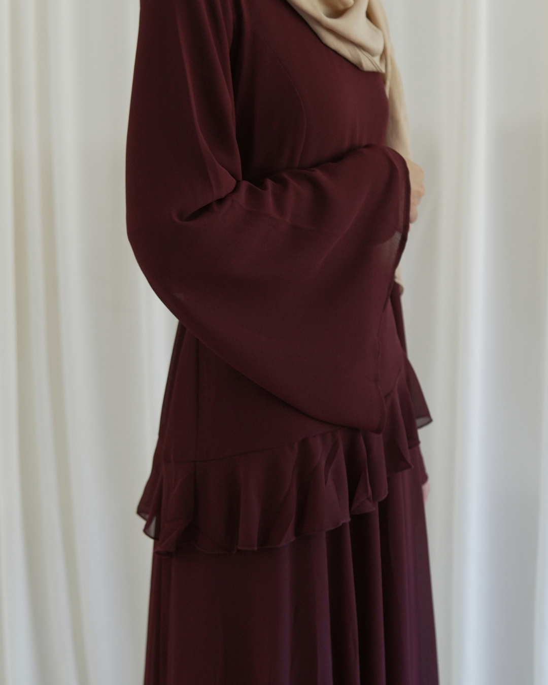 Alina Ruffle Dress- Maroon (2) Alina Ruffle Dress- Maroon (2)
