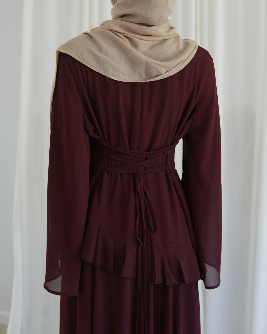 Alina Ruffle Dress- Maroon (5) Alina Ruffle Dress- Maroon (5)